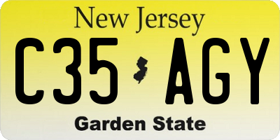 NJ license plate C35AGY