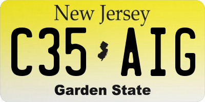 NJ license plate C35AIG