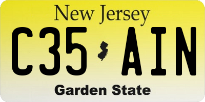 NJ license plate C35AIN