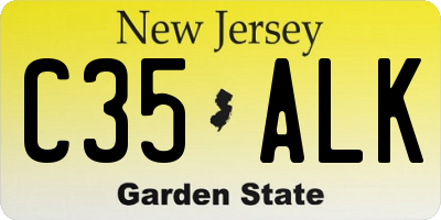 NJ license plate C35ALK