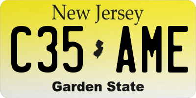 NJ license plate C35AME