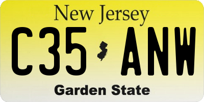 NJ license plate C35ANW