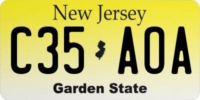 NJ license plate C35AOA