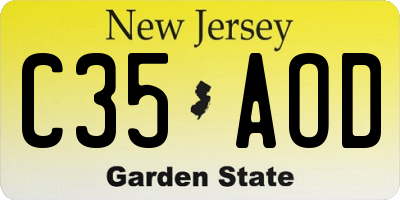 NJ license plate C35AOD