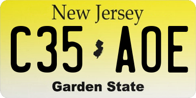NJ license plate C35AOE