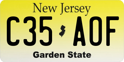 NJ license plate C35AOF