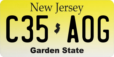 NJ license plate C35AOG
