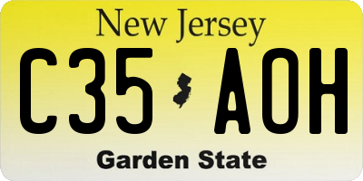 NJ license plate C35AOH