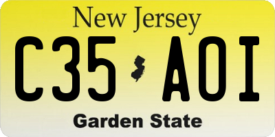 NJ license plate C35AOI
