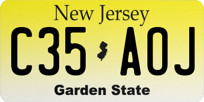 NJ license plate C35AOJ