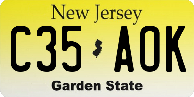 NJ license plate C35AOK