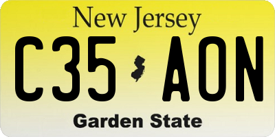 NJ license plate C35AON