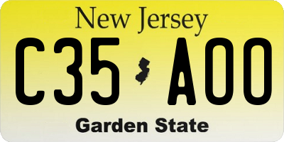 NJ license plate C35AOO