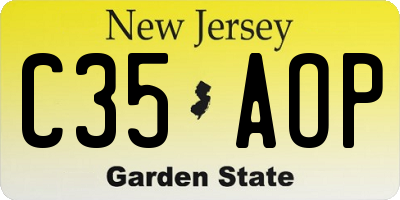 NJ license plate C35AOP