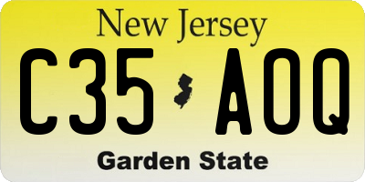 NJ license plate C35AOQ