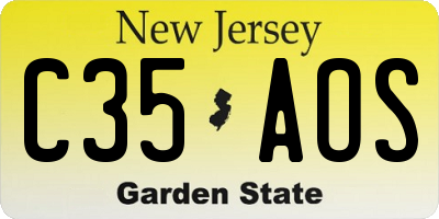 NJ license plate C35AOS