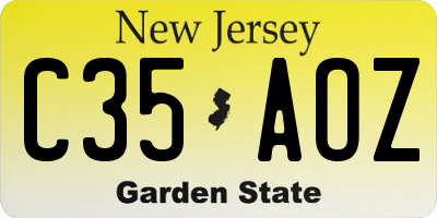 NJ license plate C35AOZ