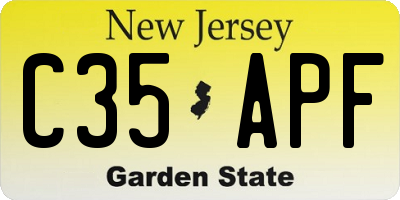 NJ license plate C35APF