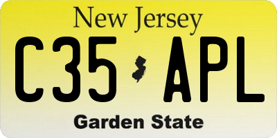 NJ license plate C35APL