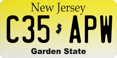 NJ license plate C35APW