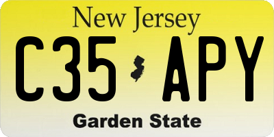 NJ license plate C35APY
