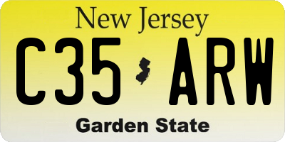 NJ license plate C35ARW