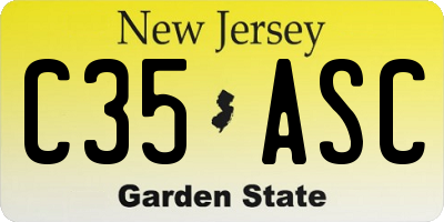 NJ license plate C35ASC