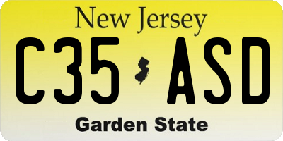 NJ license plate C35ASD