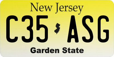NJ license plate C35ASG