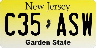 NJ license plate C35ASW