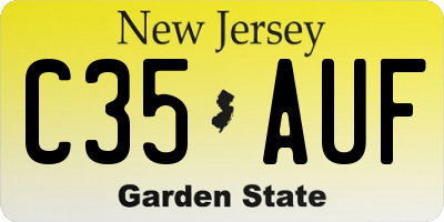 NJ license plate C35AUF