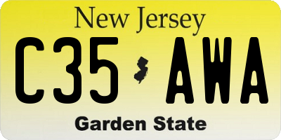 NJ license plate C35AWA
