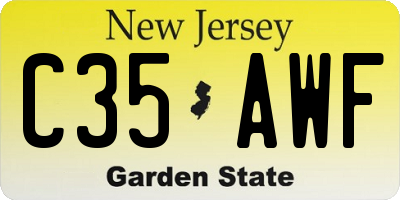 NJ license plate C35AWF