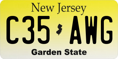 NJ license plate C35AWG