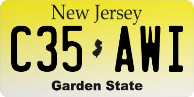 NJ license plate C35AWI