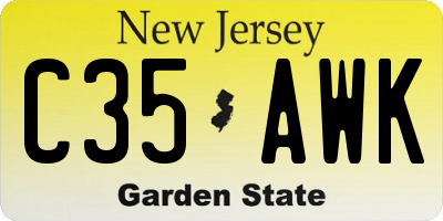 NJ license plate C35AWK