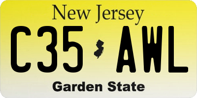 NJ license plate C35AWL