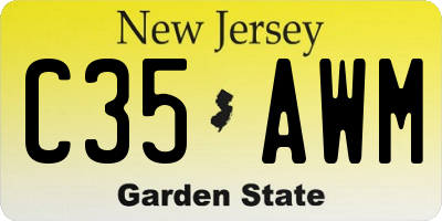 NJ license plate C35AWM