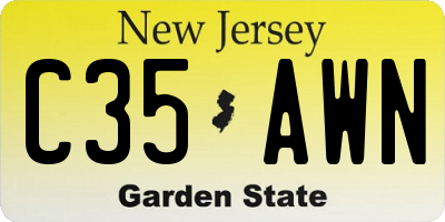 NJ license plate C35AWN