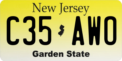 NJ license plate C35AWO