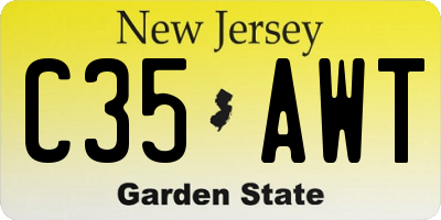 NJ license plate C35AWT