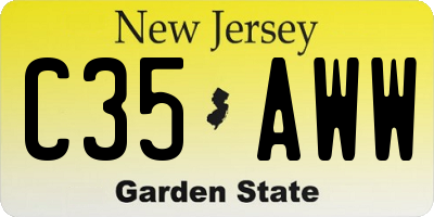 NJ license plate C35AWW