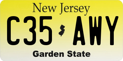 NJ license plate C35AWY