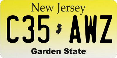 NJ license plate C35AWZ