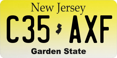 NJ license plate C35AXF