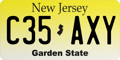 NJ license plate C35AXY