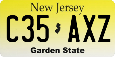 NJ license plate C35AXZ