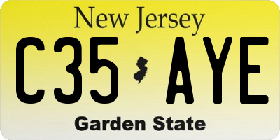 NJ license plate C35AYE