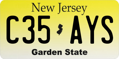 NJ license plate C35AYS