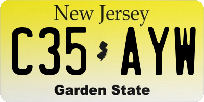 NJ license plate C35AYW